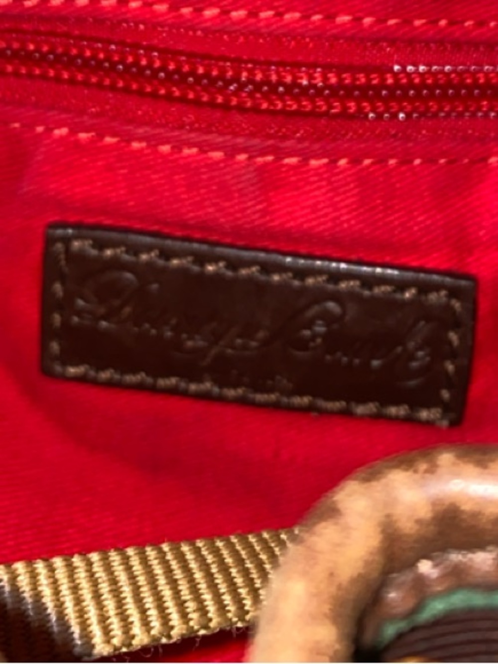 Dooney & Bourke Brown DB Monogram Braided Drawstring Bucket Bag - Picture 10 of 12